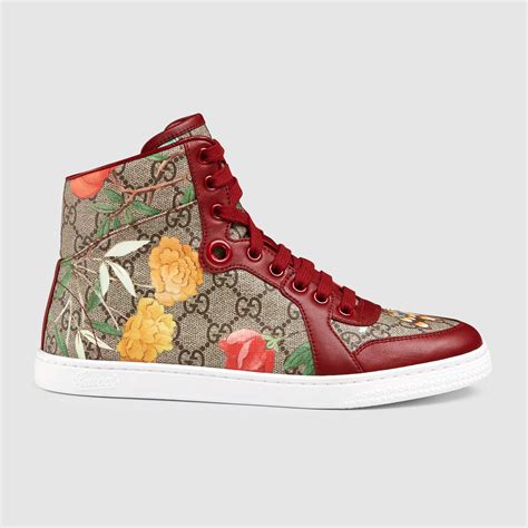 floral gucci high tops|Gucci signature high top sneaker.